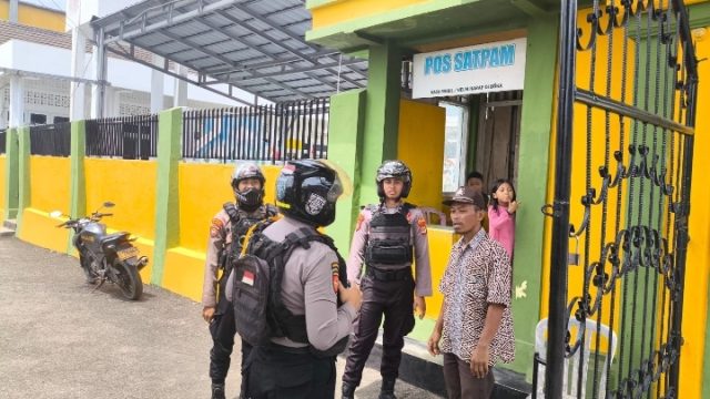 Patroli Sat Samapta Polres Lampung Utara Imbau Satpam Tingkatkan Kewaspadaan
