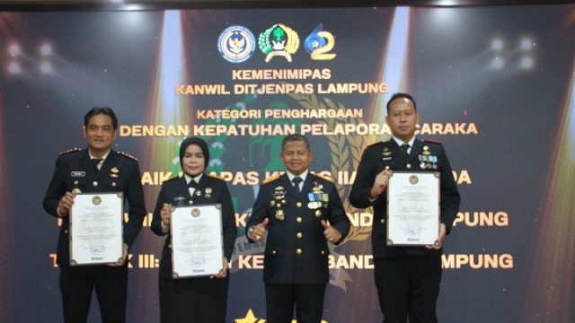 Rutan Bandar Lampung Raih Penghargaan Pelaporan Caraka Tepat Waktu Terbaik III pada Tasyakuran Pemasyarakatan 2026