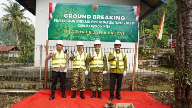 Kasrem 043/Gatam Pimpin Ground Breaking Pembangunan 30 Jembatan Perintis Garuda Tahap V dan VI Di Provinsi Lampung.