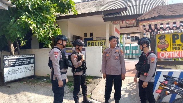 Personel Gegana Lampung Gelar Patroli Dialogis di Sejumlah Objek Vital dan Pusat Perbelanjaan