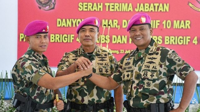 Danbrigif 4 Mar/BS Pimpin Sertijab Empat Jabatan Strategis di Lingkungan Brigif 4 Mar/BS