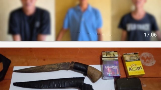 Polsek Wonosobo Amankan Tiga Pelaku Curas Pengancam Sopir Truk Pakai Badik, Dua Diantarnya Pelajar