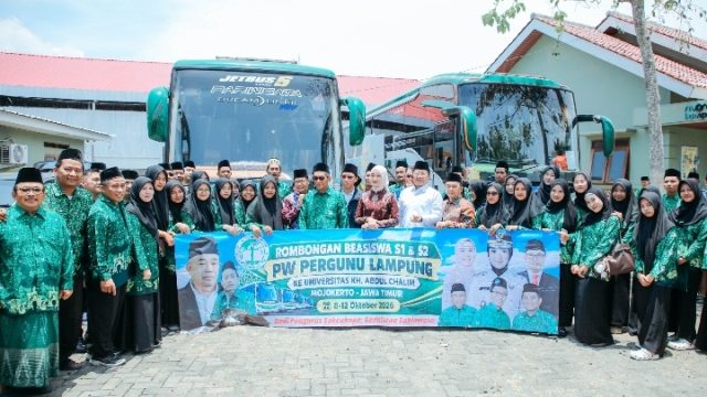 Wagub Jihan Lepas 46 Mahasiswa Beasiswa PW Pergunu Lampung ke Universitas KH Abdul Chalim.
